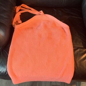 Coral knit tie around neck halter